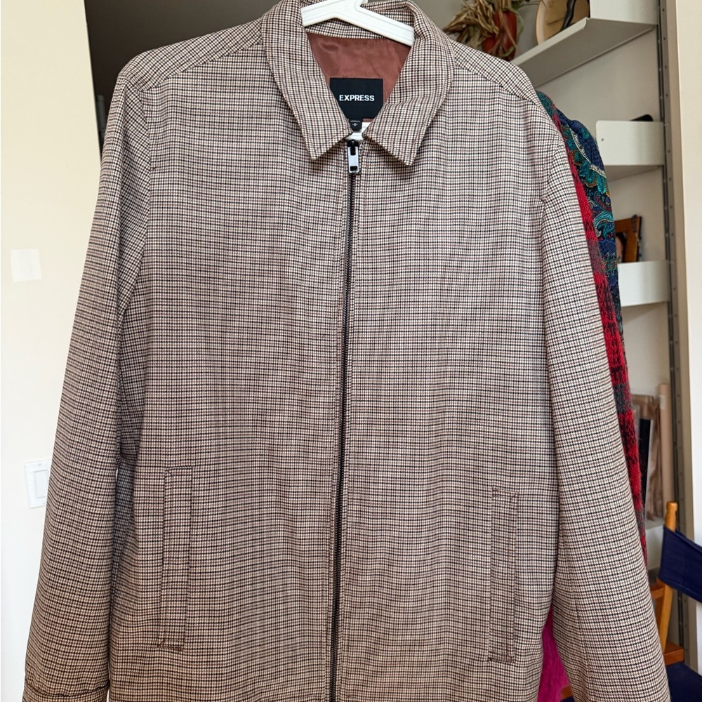 Express Houndstooth Jacket in Brown and Cream